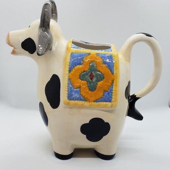Ceramic Vintage Hand Painted Cow Milk/Juice Pitcher - Picture 6 of 15